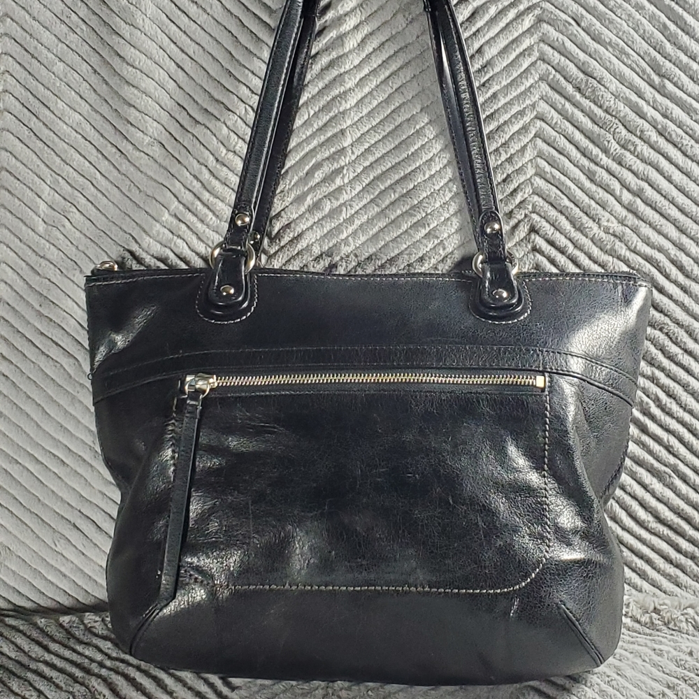 Classic COACH Large Black Leather Tote Bag Shoulde